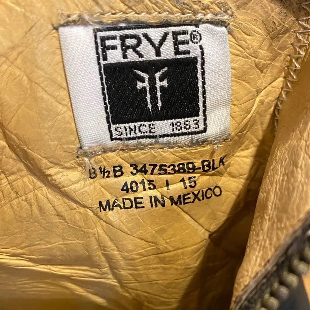 Frye Black leather‎ Jenny Shield stack heeled short boot Booties sz 8.5 - Picture 8 of 11